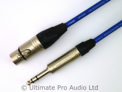 Neutrik Female XLR to TRS Jack Mic Patch Lead Balanced Klotz Cable 7 Colours - Picture 7 of 9