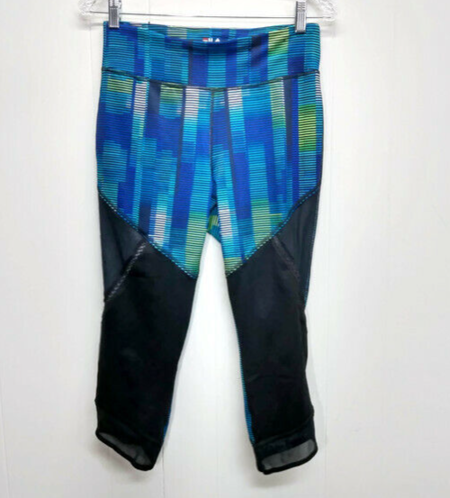 Pantaloni Capri leggings donna blu medio Fila Sport dettagli rete motivo grafico