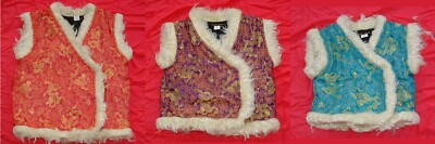 Kinder Weste Warm Fleece Gefüttert Tibet Style Fun Fell Rosa Lila Türkis