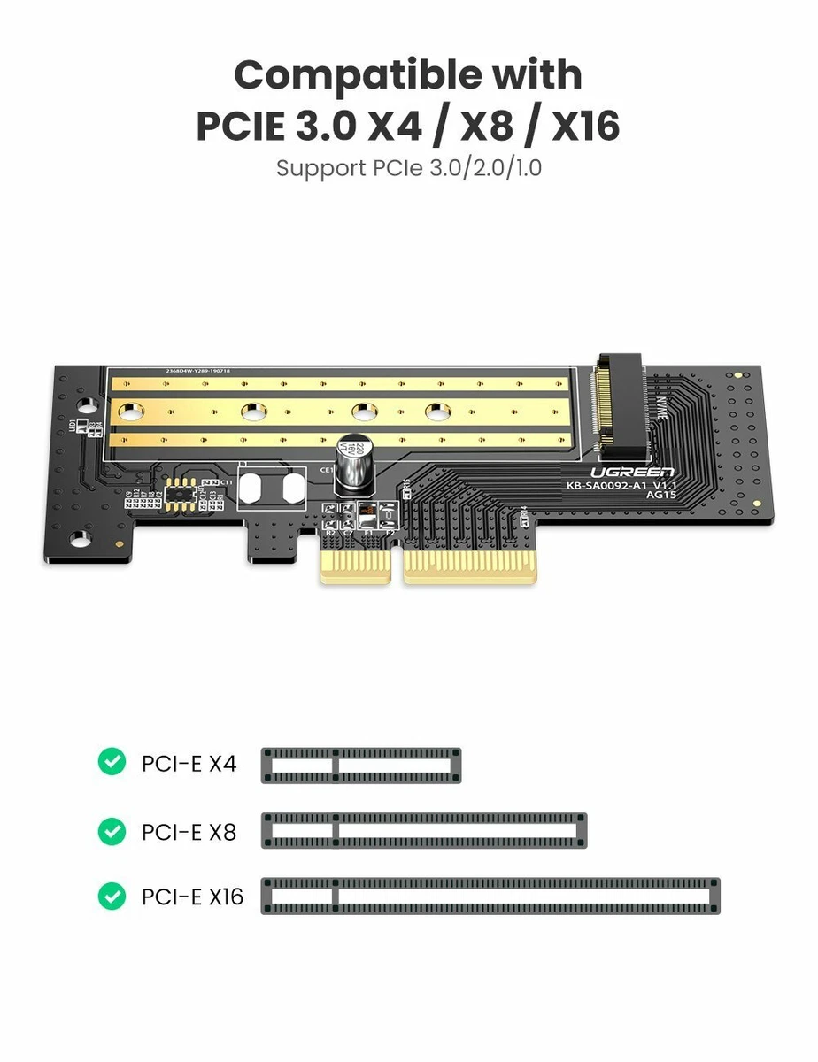 NEW UGREEN M.2 NVME to PCI Express 32Gbps Card Adapter Support 4 