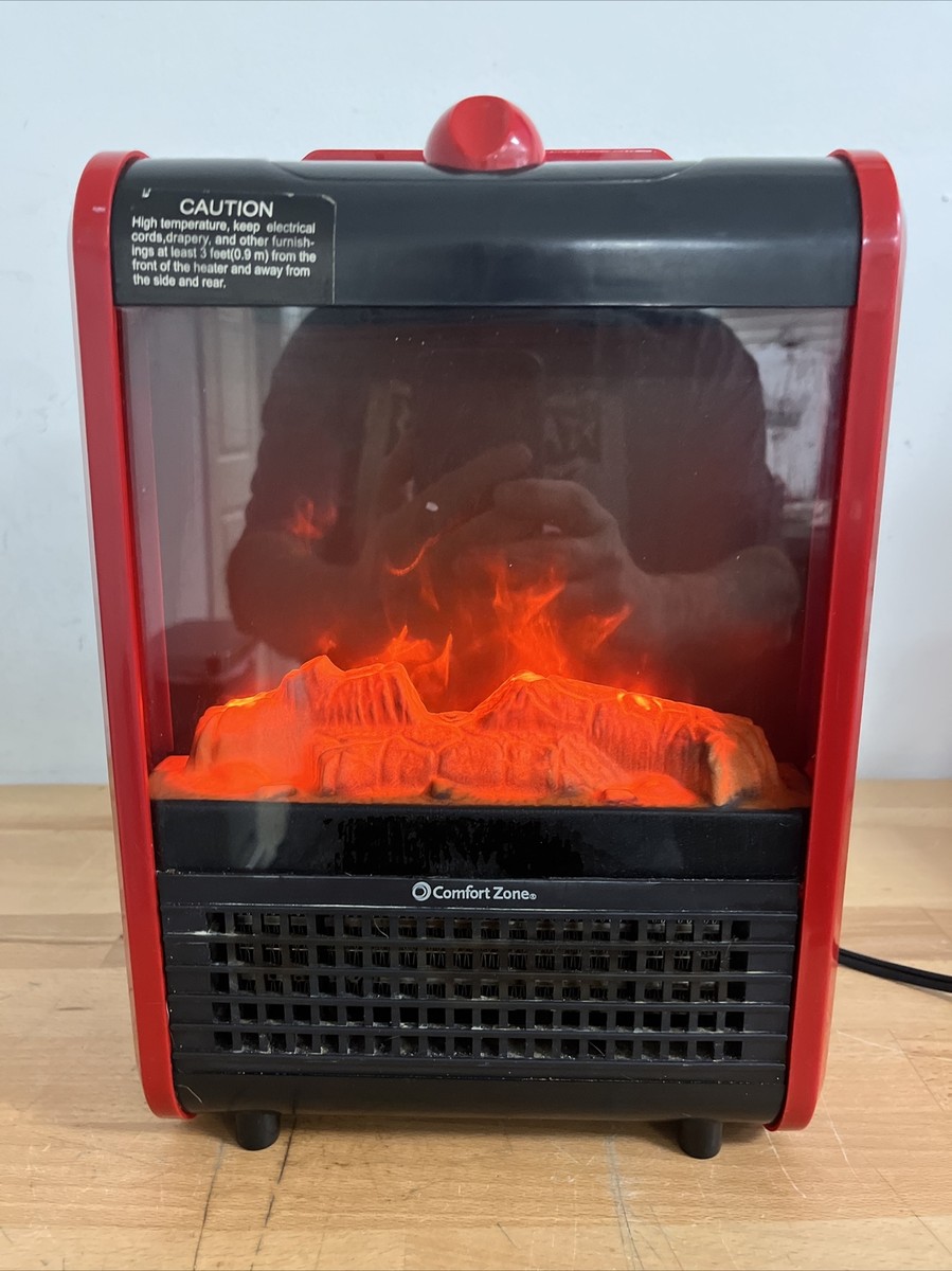 Comfort Zone CZFP1 Mini Electric Fireplace Space Heater 3D Flame  WORKING