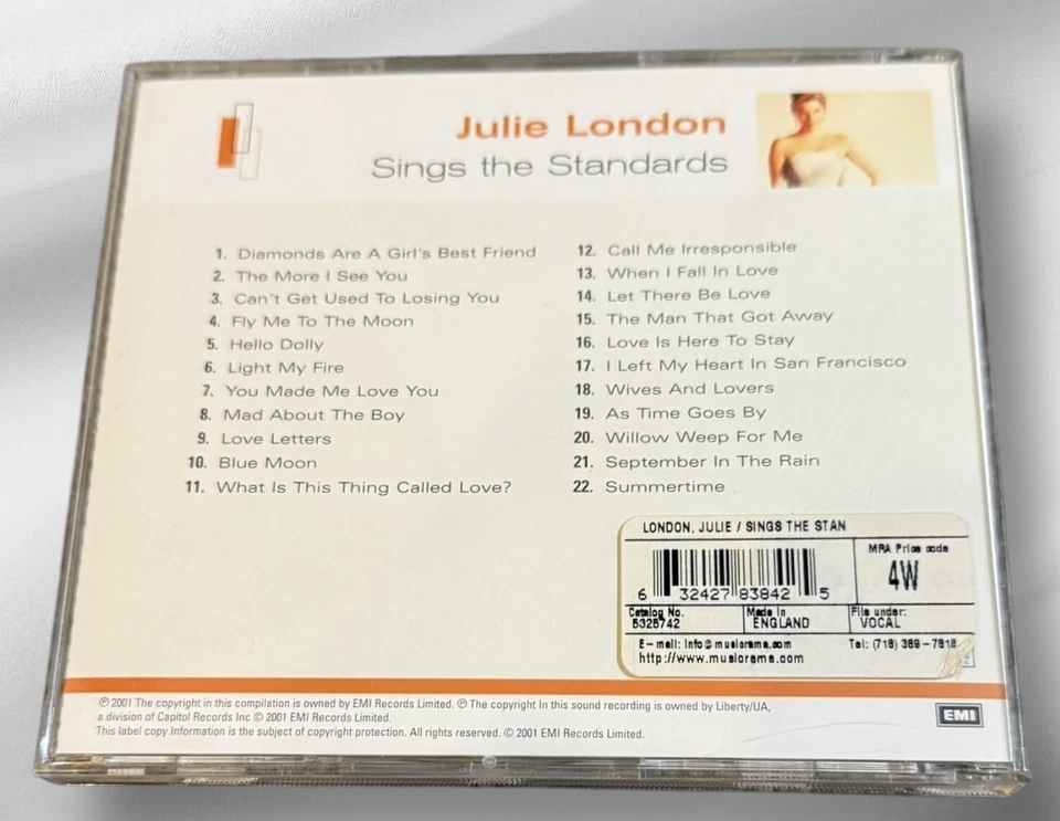 Sings the Standards by Julie London (CD, Apr-2001) Classic Pop Dixie McCall Foto 2 de 4