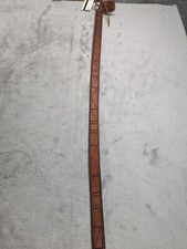 Vintage Hand Made Leather Hide Hat Band Diamond Pattern Burned Design 22" 3