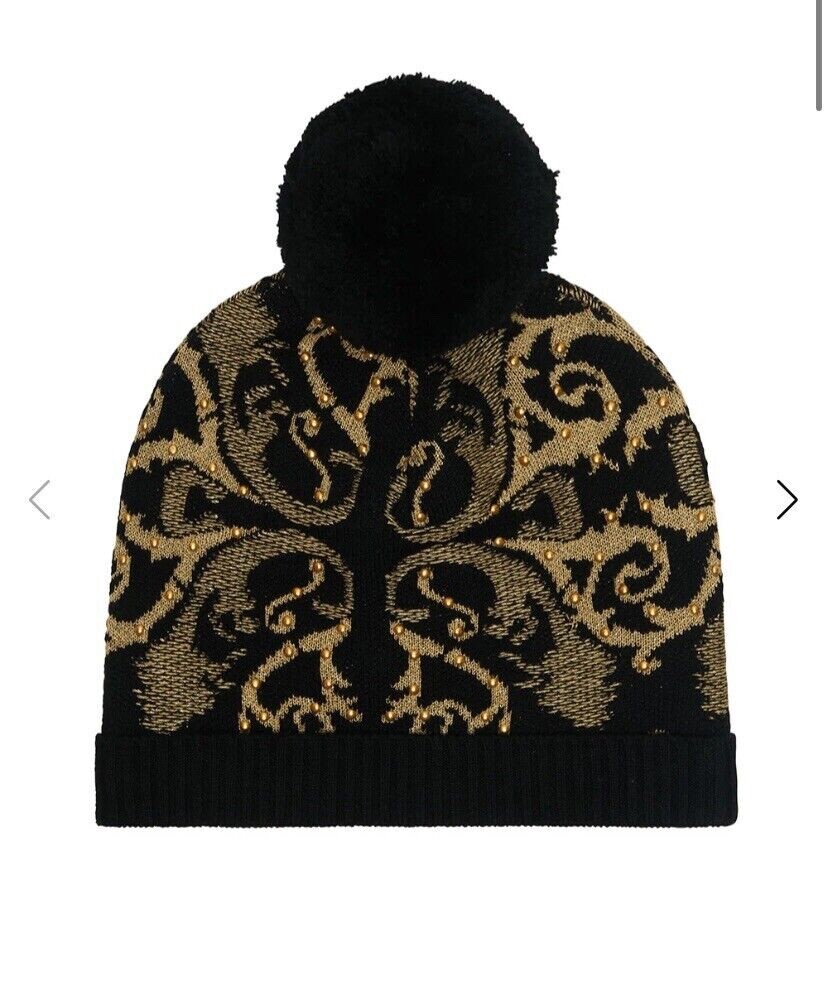 NWT Camilla Abington Palace knit metallic animal print beanie with pompom Shalimar Pom Beanie – Chaos Hats main image 3