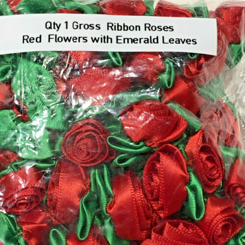 144 SATIN RIBBON ROSES Applique Sewing Bow Craft Choose your color NEW ROSEBUDS - Picture 13 of 26