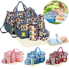 5PCS Diaper Bag Tote Set Baby Diaper for Mom - Large Storage for Nappy/Clothes