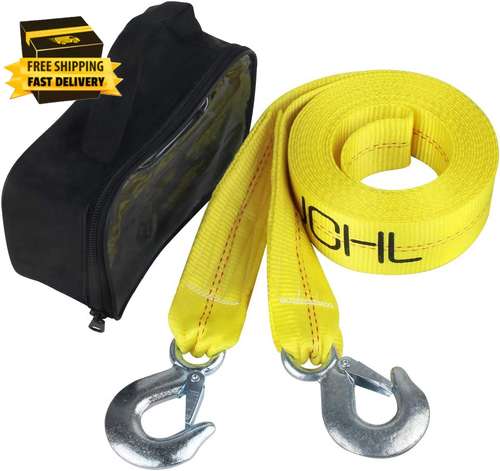 Nylon Tow Strap with Hooks 2”X20’ Car Vehicle Heavy Duty Recovery Rope 20,000 L