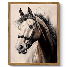 ARPEOTCY Vintage Framed Canvas Wall Art, Retro Horse Portrait Western Picture...