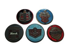 Vintage Wheaties Cereal Tin Car Badge Lot Emblems Dodge Chrysler DeSoto Etc