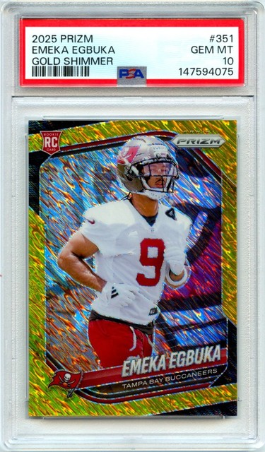 EMEKA EGBUKA RC 2025 PANINI PRIZM GOLD SHIMMER ROOKIE SP 4/10 PSA 10 GEM