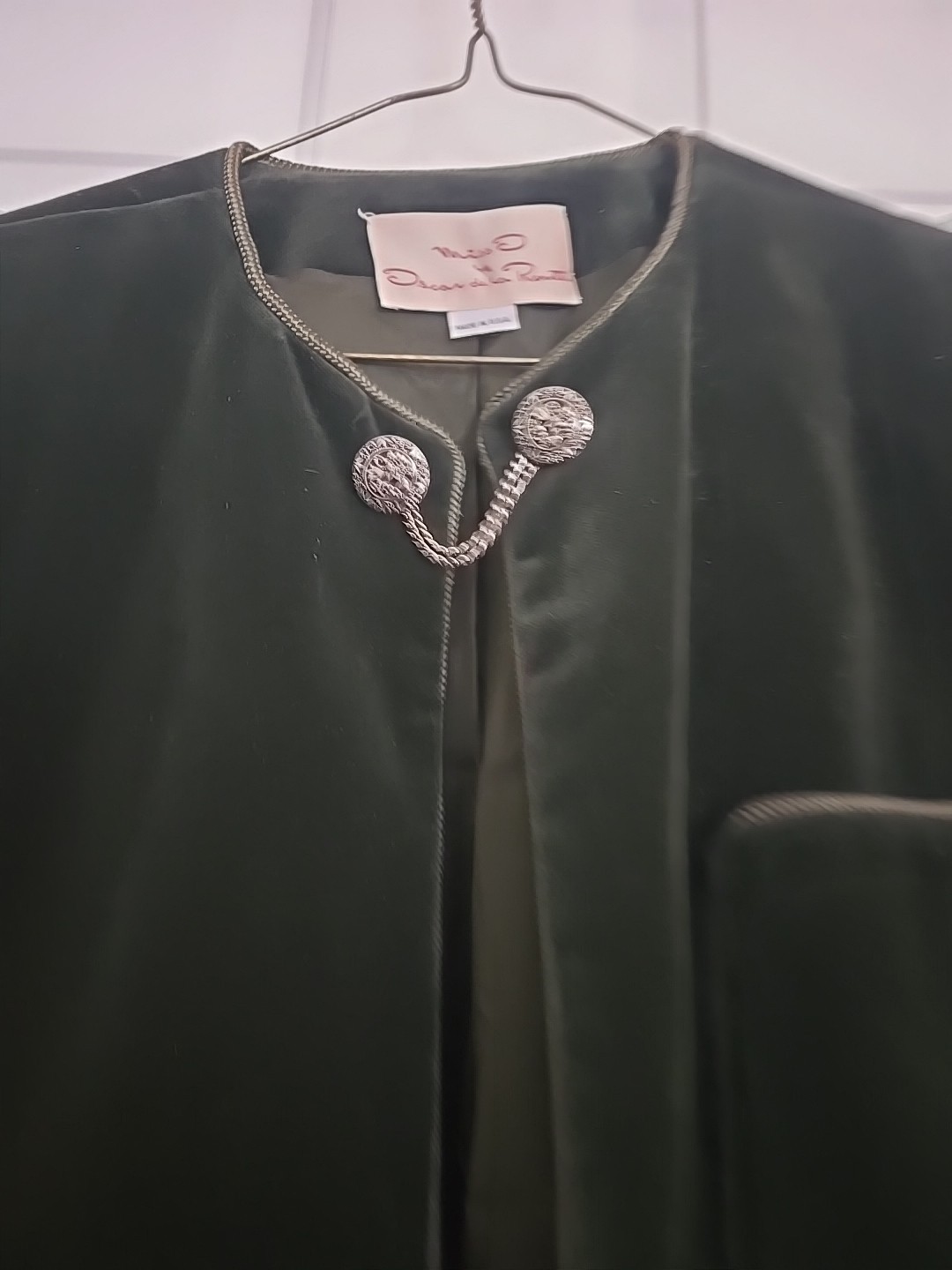 Vintage Miss O By Oscar Dela Renta Velvet Blazer Open Forest Green Women's Sz 12