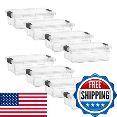 Superio Clear Storage Boxes Lids 4.5 Quart Plastic Container Bins For