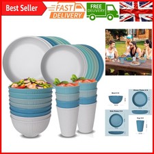 Unbreakable Plastic Dinnerware Sets for 8 People - Reusable, Dishwasher & Mic...