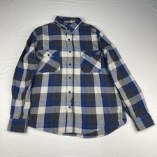 Arizona Jeans Co Casual Button Up Long Sleeve Shirt Adult Mens Size L Blue Plaid