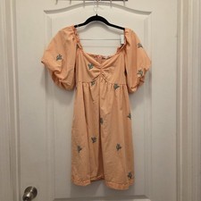 ALTAR'D STATE women's size XS extra small mini dress peach cactus puffy sleeves