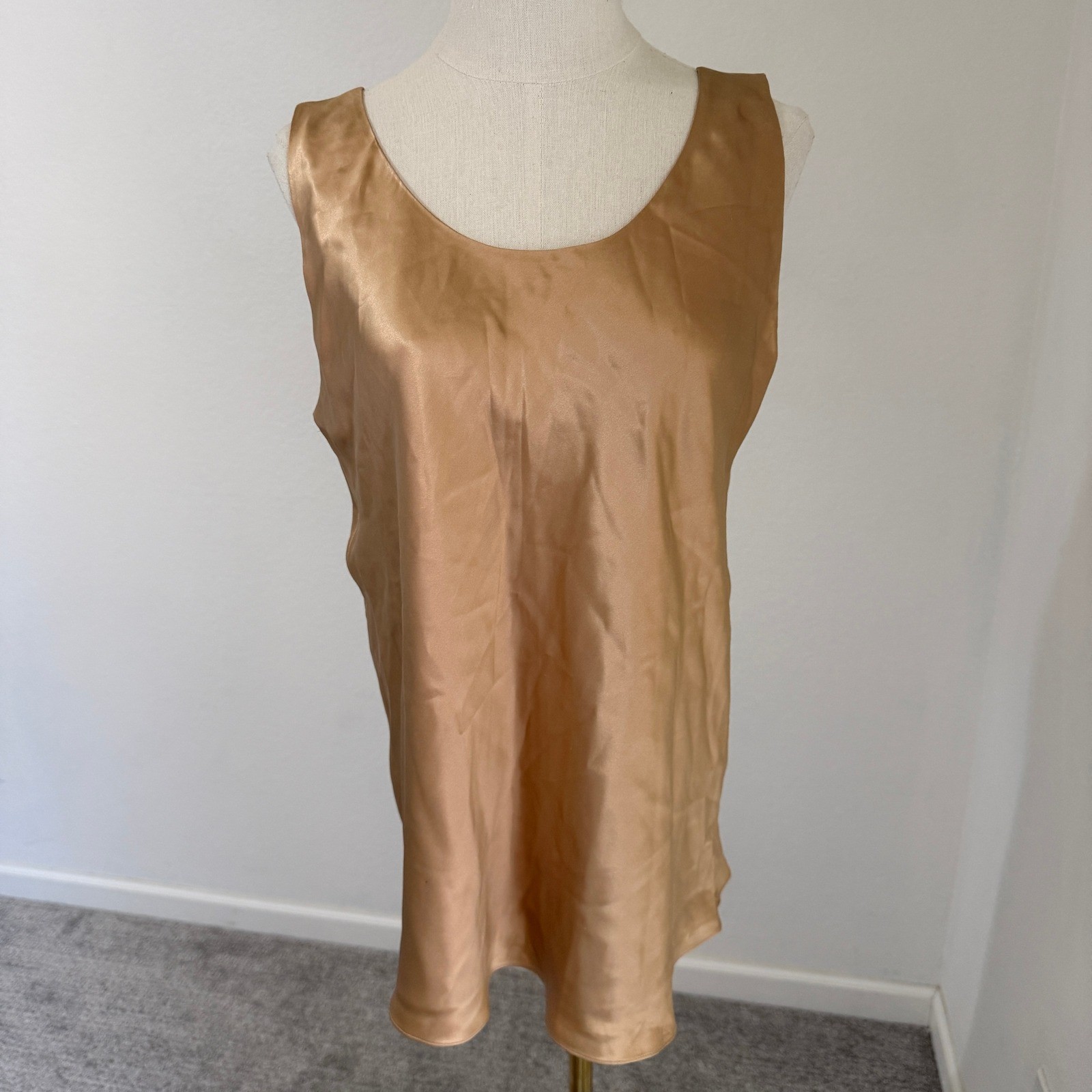 Vintage Nordstrom Intimates Gold 100% Silk Tank Top Large Luxury Minimal Capsule