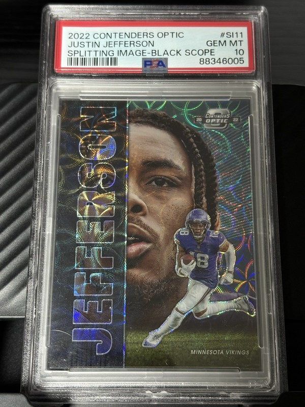 2022 Contenders Optic - Splitting Image Justin Jefferson /25 Black #SI-11 PSA 10
