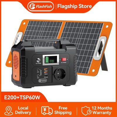 FlashFish 200W 151Wh Solargenerator Power Station optional solarpanel 60W 18V