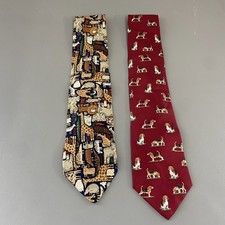 Vintage Alynn Neckwear Wildlife Safari Animals & Hounds USA Made Silk Ties Lot 2