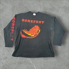 Vintage Gorefest Long Sleeve Band T-Shirt Mens XL Black 90s Heart Soul Fire LS