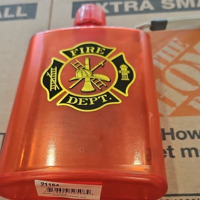 PooNiques Red Fire Dept Logo Plastic Hip Flask Lightweight Model 21164