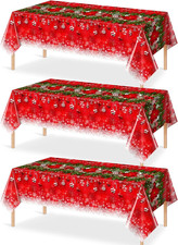 3Pcs Christmas Party Tablecloth Decorations,Red Plastic Christmas Ornament Candy