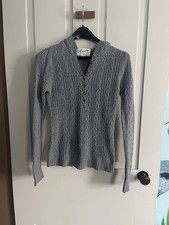 Y2K Retro Aeropostale Women's Pullover Sweater Medium Hooded Long Sleeve Gray