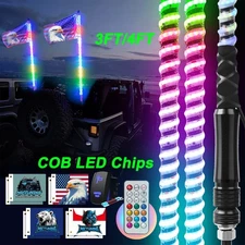 3FT/4FT LED Whip Lights COB Chips RGB Chasing Spiral Antenna for Can-Am ATV UTV