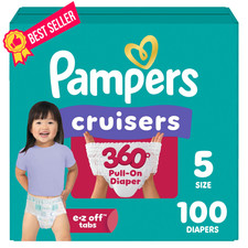 Pampers Diapers - Cruisers 360 - Size 5, 100 Count, Babyproof White