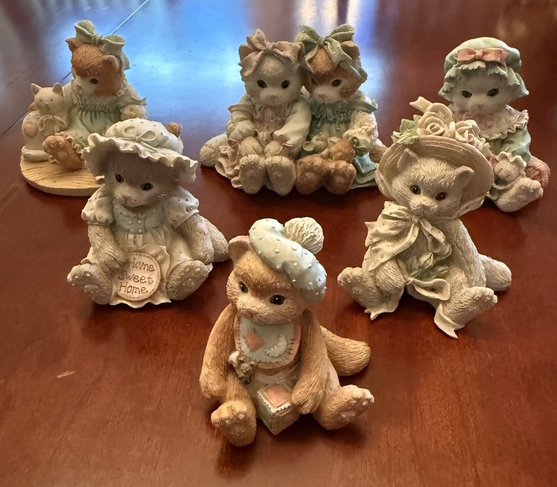 Calico Kittens Enesco Figurines, Lot of 6, 1992-1993