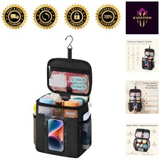 Mesh Shower Caddy Bag for Travel  Gym - Waterproof, Multi-Compartment - Black