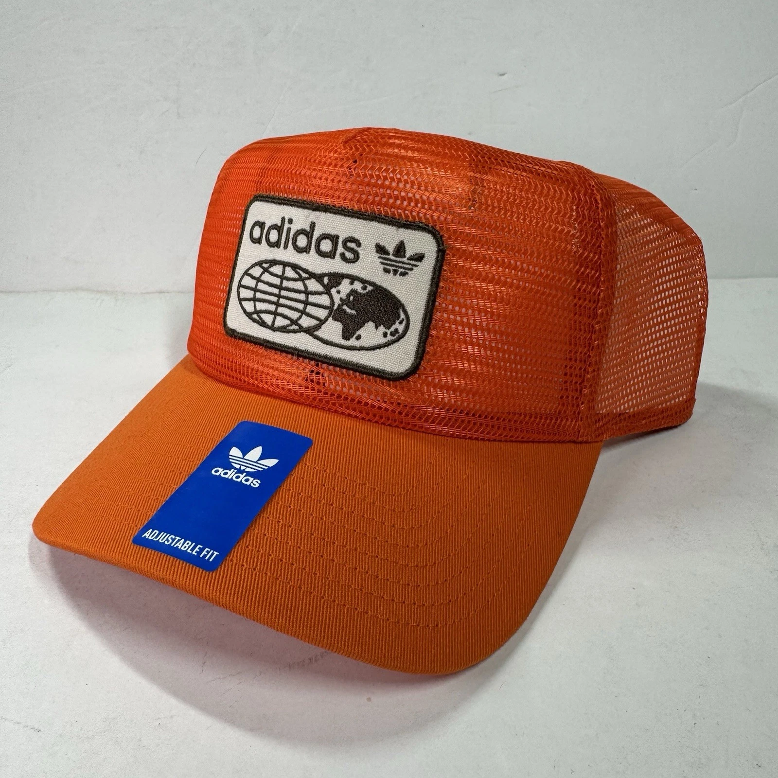 ADIDAS ORIGINALS WORLDWIDE FULL MESH TRUCKER MENS SNAPBACK HAT ORANGE NEW