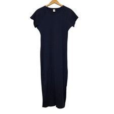 PINK Victoria's Secret Navy Blue Ribbed Short Sleeve Bodycon Midi Dress Size XXL