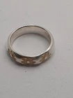 Flower Ring Cream Enamel Daisy size L Vintage 925 Silver Jewellery Y2K NOS