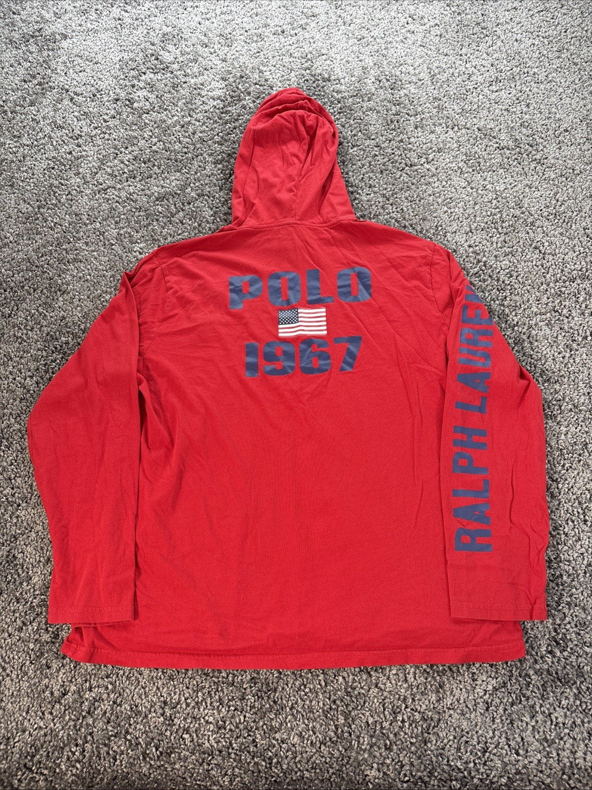 Polo Ralph Lauren felpa con cappuccio adulto XL felpa rossa per Liberty bandiera USA Big Pony