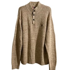 VTG Chaps by Ralph Lauren Sweater Men Large Heather Brown Elbow Patch Cabin Cozy