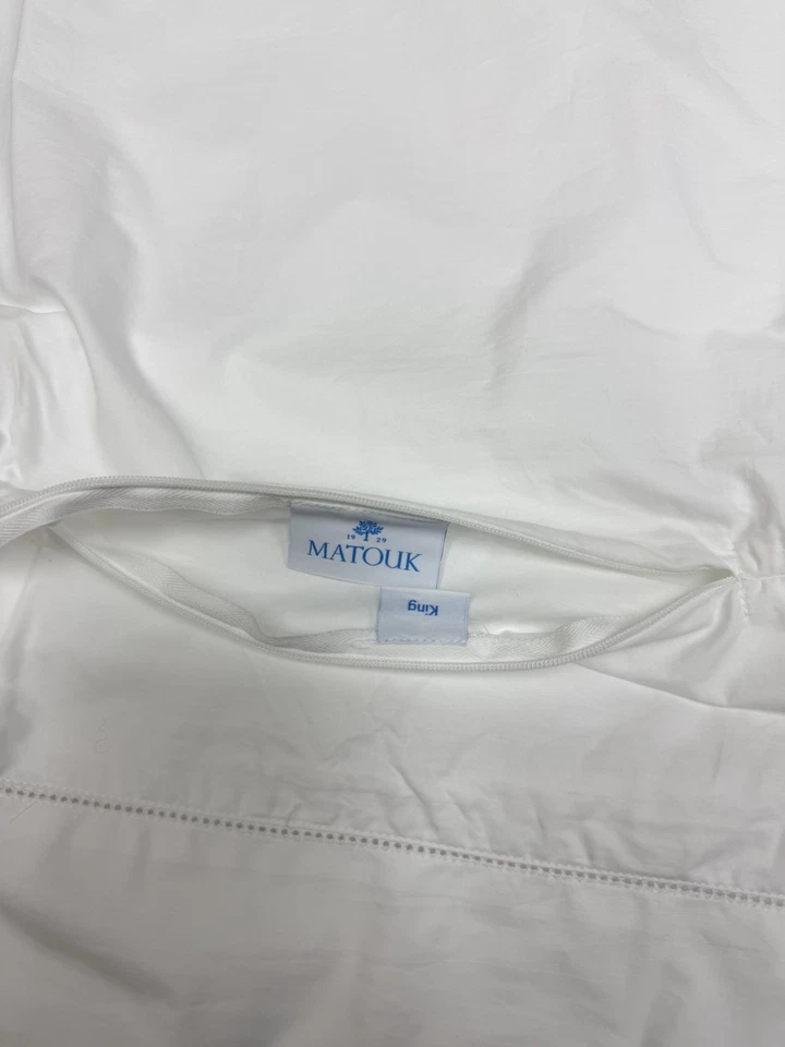 Funda nórdica Matouk Luca Hemstitch 500 TC algodón percal KING blanca Foto 4 de 4