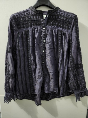 #ad #ad Sundance Top Womens XL Blue Corinne Button Up Eyelet Embroider Lacy Boho Whimsy $35.00