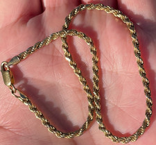 Preowned Signed LIRM Italy 925 Yellow Gold Filled Rope Chain Anklet 11"