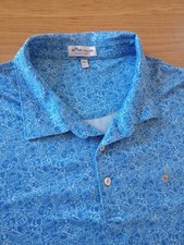 Peter Millar Summer Comfort Polo Mens 2XL Blue Guitar Print Performance Golf EUC