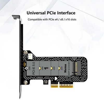 Full Speed PCIe 5.0 x4 to M.2 NVMe Adapter Card SSD PCI-E5.0 Expansion Card