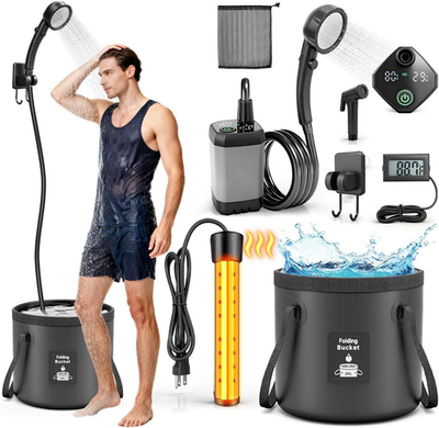 #ad Portable Shower with Heater 1500W Camping Water Heater with Shower Head 3 Spray $93.32