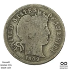 1909 D Barber Dime X-1675
