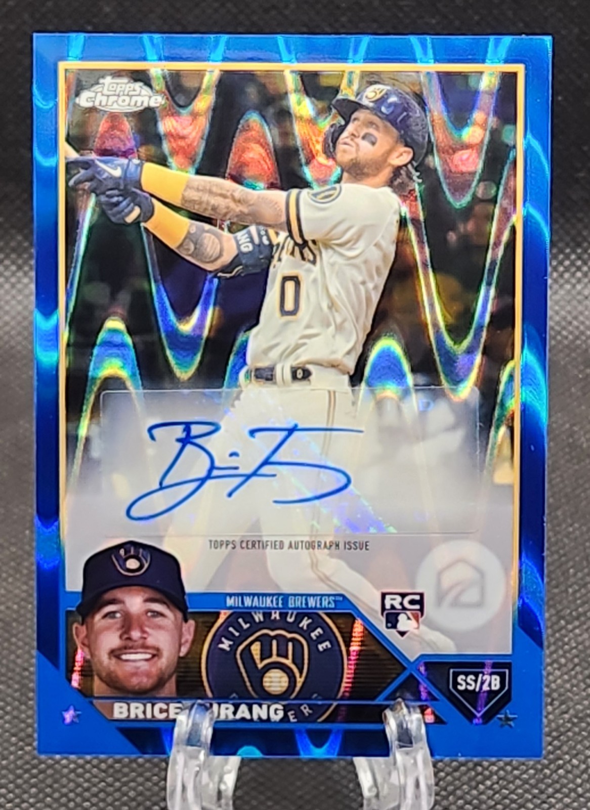 2023 Topps Chrome Update Brice Turang Auto Blue Raywave Refractor /150 #AC-BTU