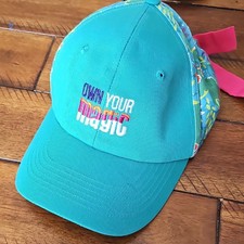Girls Turquoise Floral Baseball Cap Pink Bow Embroidered