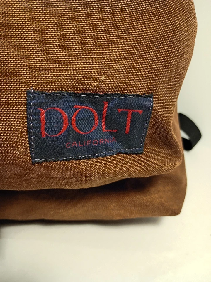 Rare Vtg 1970's DOLT CALIFORNIA TRAVEL BAG BLUE/RED Tag CANVAS Backpack 🎒 Brown - Image 2 of 4