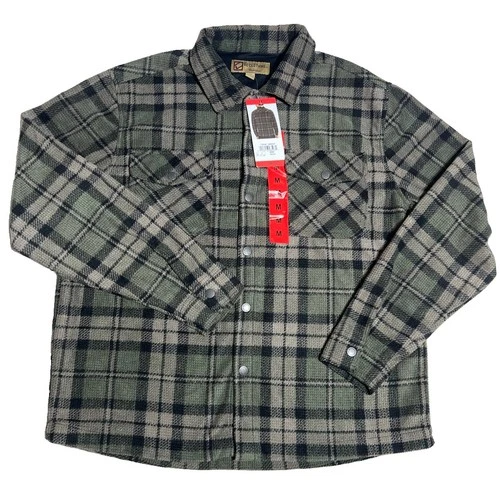 BC Clothing Heritage Mens M Green Plaid Waffle Knit Lined Shirt Jacket Shacket - product listing photo