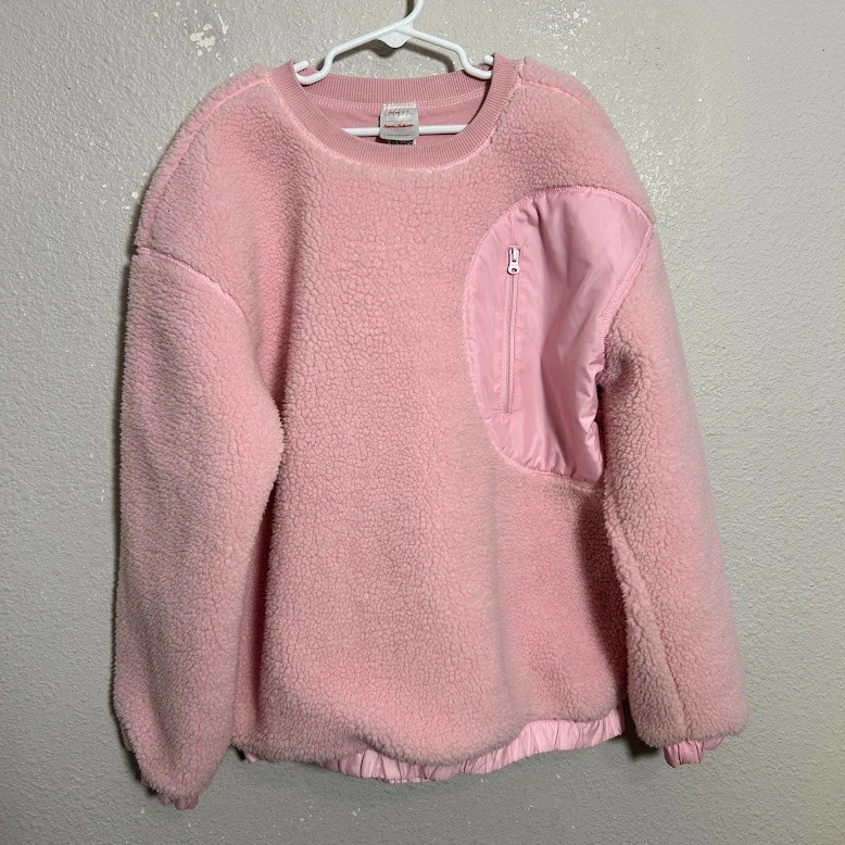 Suéter Hanna Andersson Imitación Piel de Oveja Cuello Redondo Niñas EE. UU. 12 Rosa Acogedor Pullover Foto 2 de 4