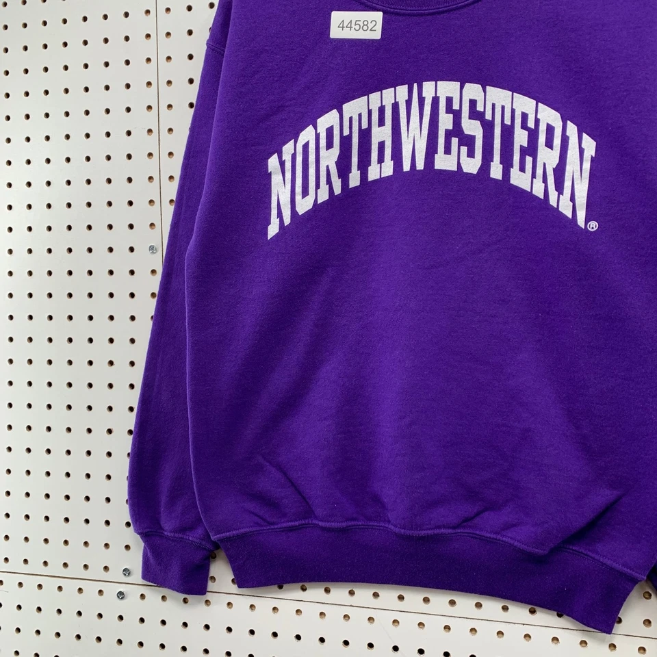 Sudadera Northwestern Para Hombres Pequeña Púrpura Cuello Redondo Polar NCAA Pullover Foto 3 de 4
