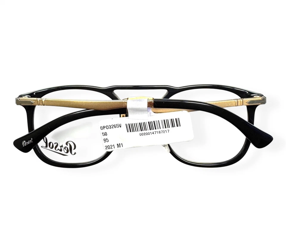 Persol Eyeglasses 3265-V 95 Glasses Polished Black on Gold 50mm No Case - Image 4 of 4